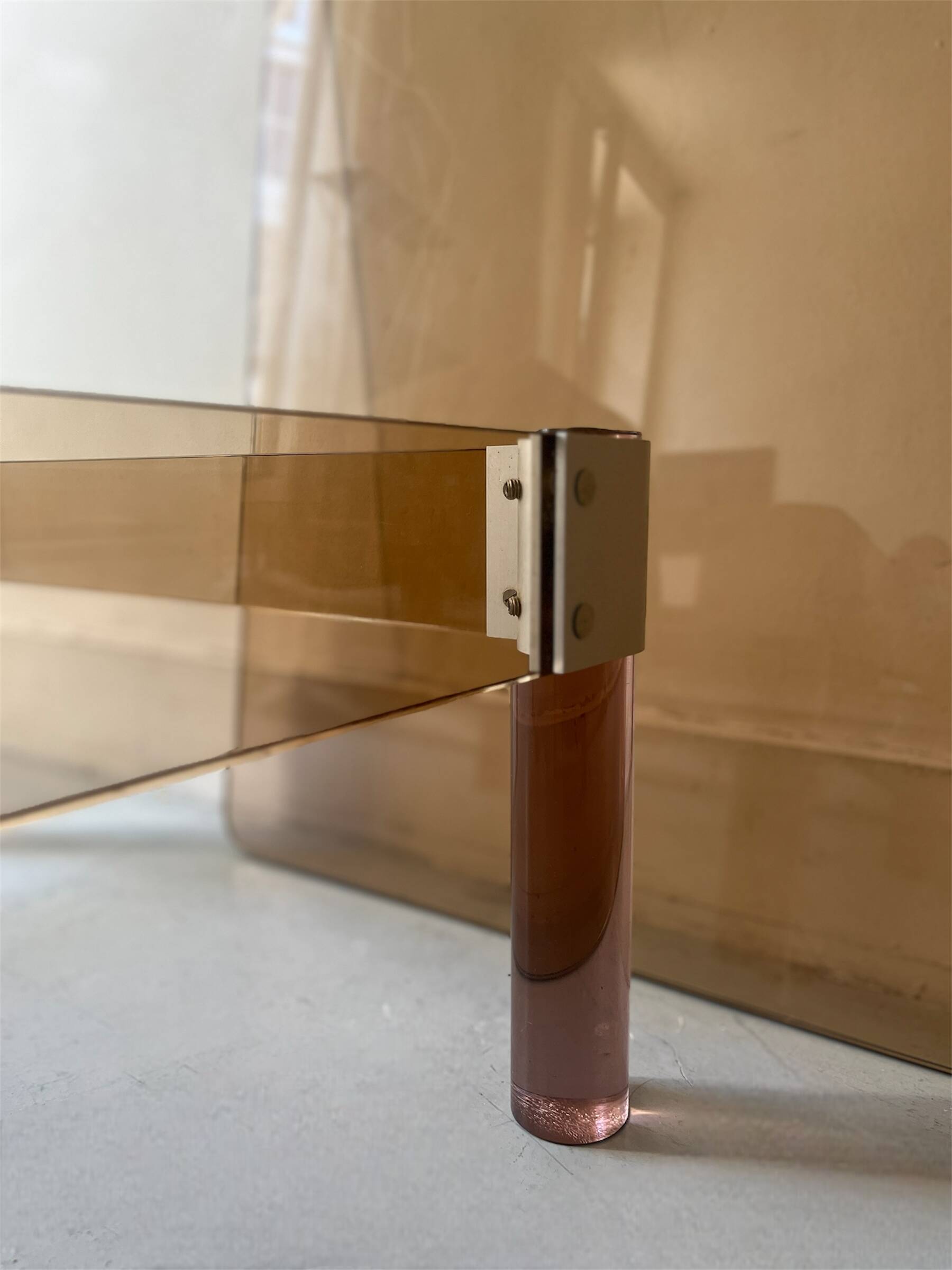 Square coffee table in smoked brown plexiglass and chrome, 1970s design