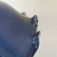 Hanging lamp in double layer opal glass, blue on the outside and white on the inside.