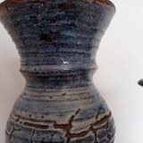 Blue glazed terracotta vase and candle holder