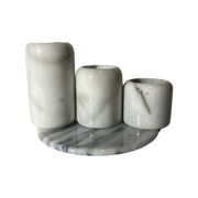 Set of 4 Retro Marble Candleholders | 3 Candleholders & 1 Marble Tray | Vintage Marble Decoration