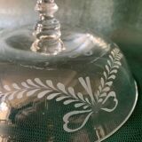 Old compote bowl, standing bezel in engraved crystal circa 1900