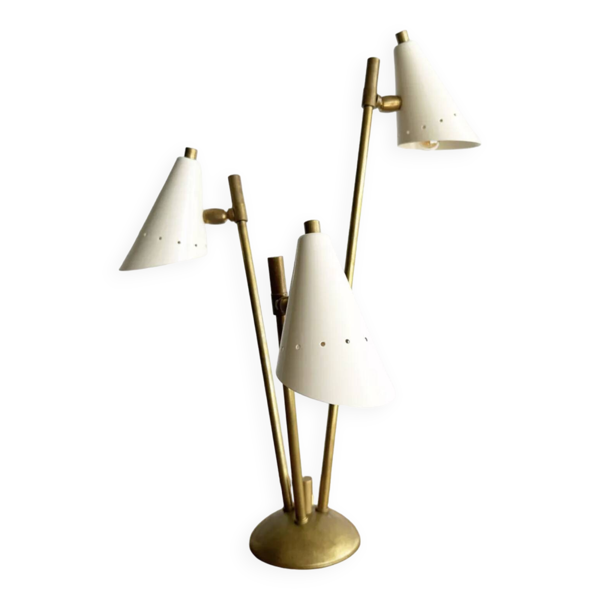 Italian three-headed brass lamp, 50s design