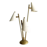 Lampe italienne trois têtes en laiton design 50