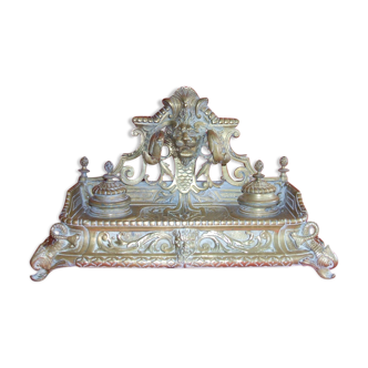 Important 19th-century bronze inkwell