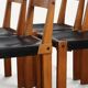 Set of 4 S24 chairs by Pierre Chapo – Solid elm and black leather – 1970