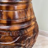 Important carved wooden jar