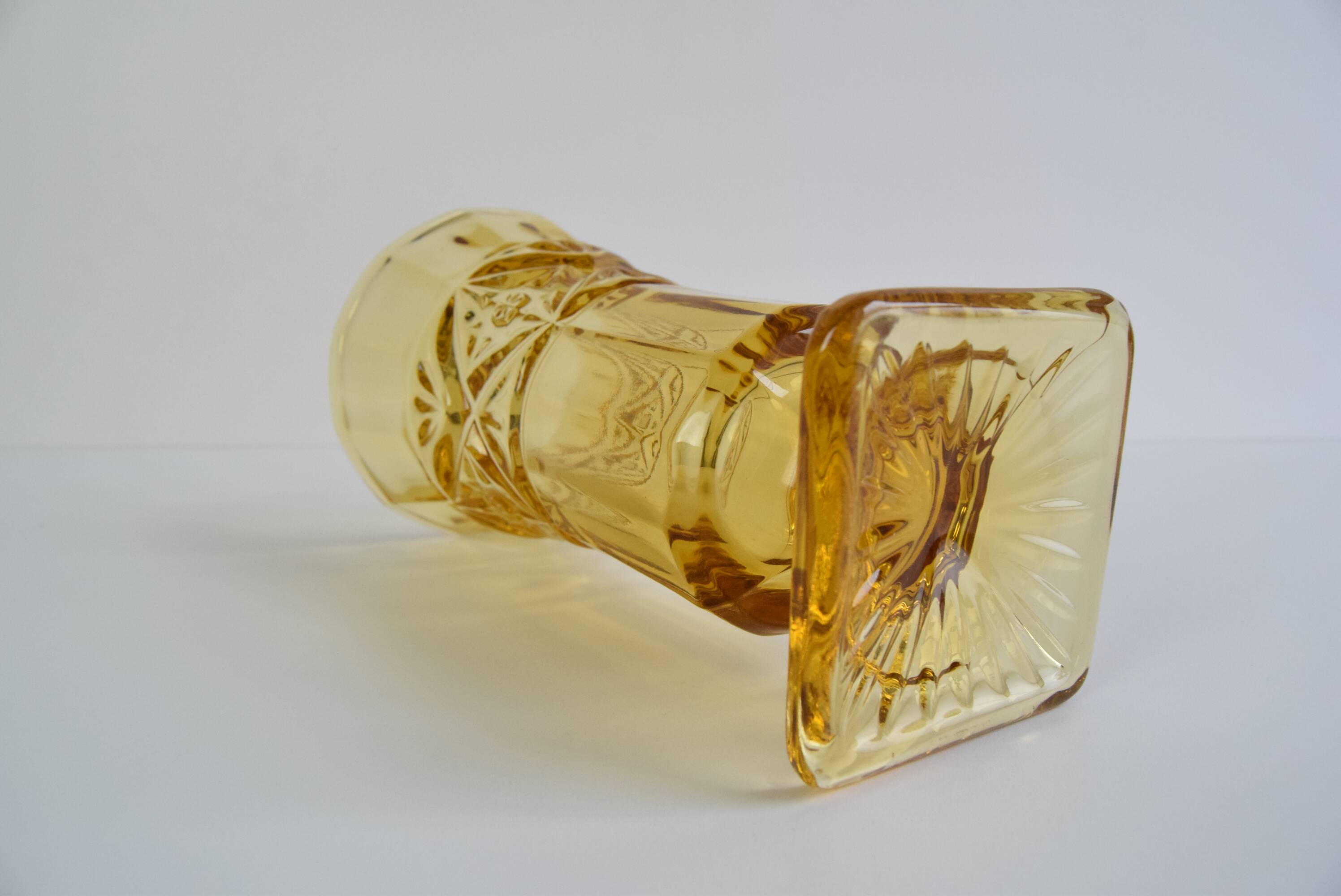 Art Deco Amber Glass Vase, 1940's.