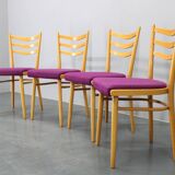 1960s Set of Four Beech Dining Chairs, Czechoslovakia