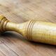 Turned wooden mortar and pestle