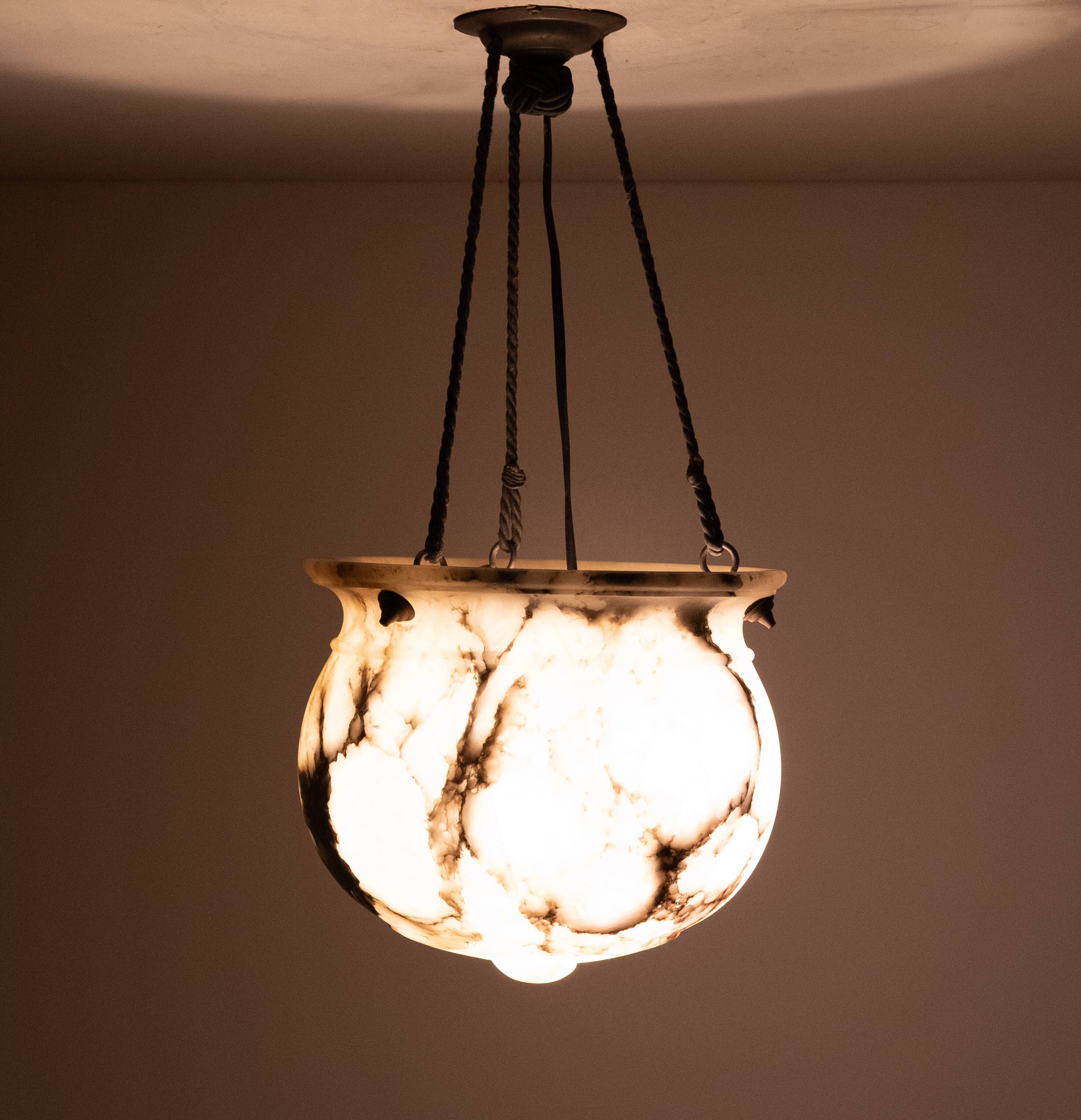 Stunning French Alabaster pendant lamp 1920s