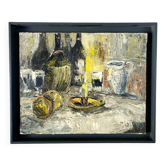Italian Expressionist Still Life – Oil on canvas painting signed