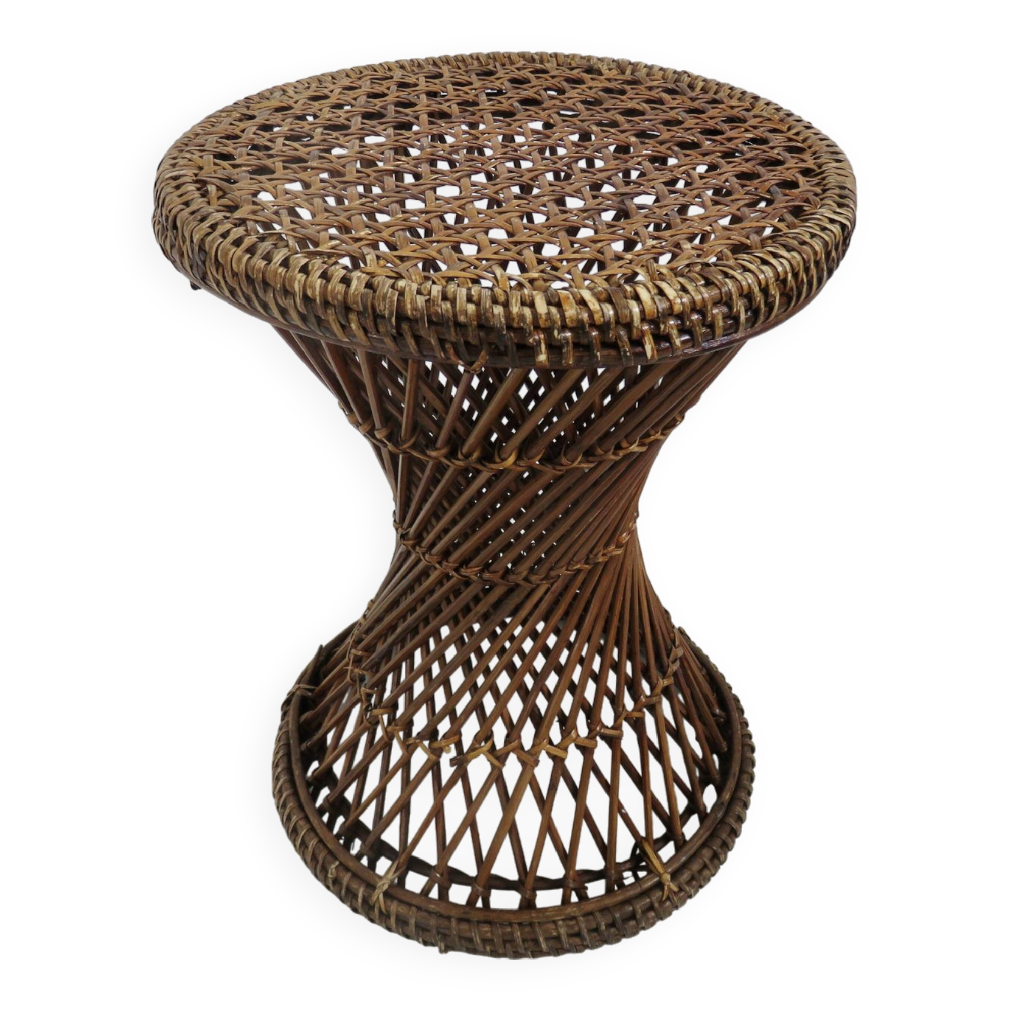 Tabouret Tam Tam en rotin et cannage années 60 70