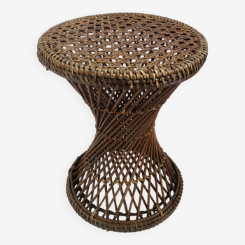 Tam Tam stool in rattan and canework 60s 70s