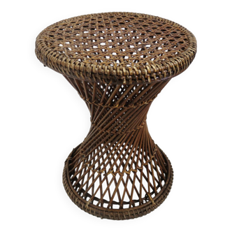 Tam Tam stool in rattan and canework 60s 70s