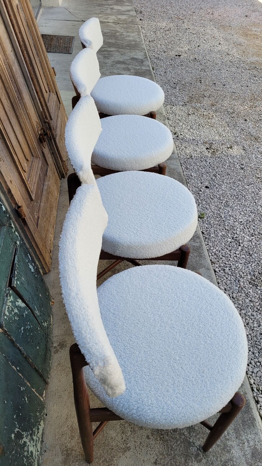 Series of 4 design Scandinavian teak chairs