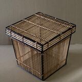 Vintage rattan wicker boxes or baskets by rohe noordwolde, 1960s