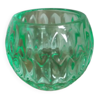 Green glass tealight holder