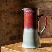Large artistic stoneware vase by Lévéjac Michel Goldstyn, with flamed oxblood glaze.