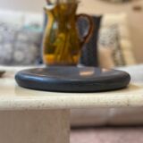 Vintage sculptural polished black marble donut plate flat tray empty po