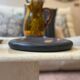Vintage sculptural polished black marble donut plate flat tray empty po