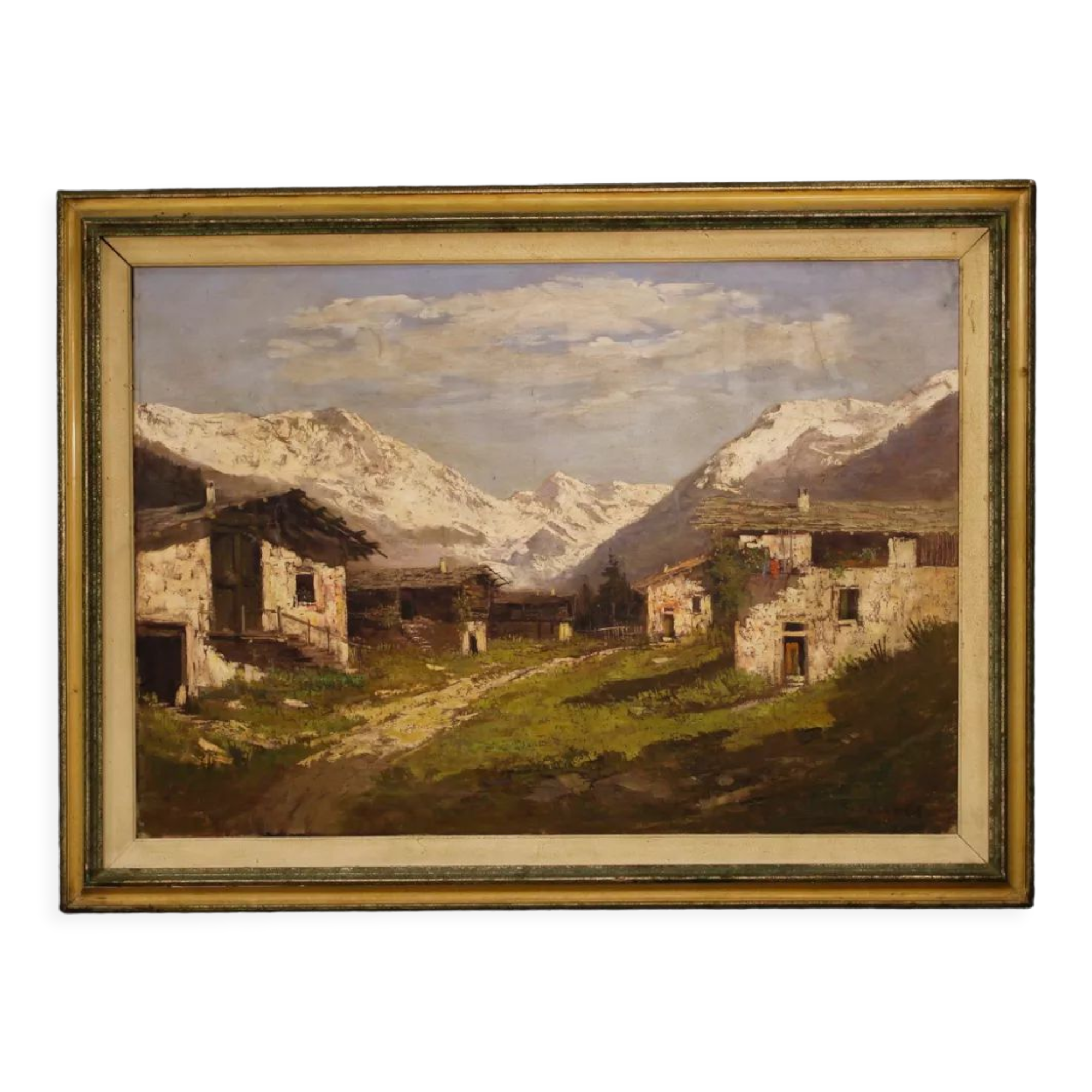 Italian signed mountain landscape painting from 20th century