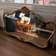 Large golden mirror in vintage Louis XV rocaille style, 144 cm