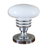 Art Deco table lamp chrome steel and opaline