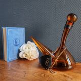 Vintage Amber Glass Wine Carafe - Artisan Decanter in Porron Style
