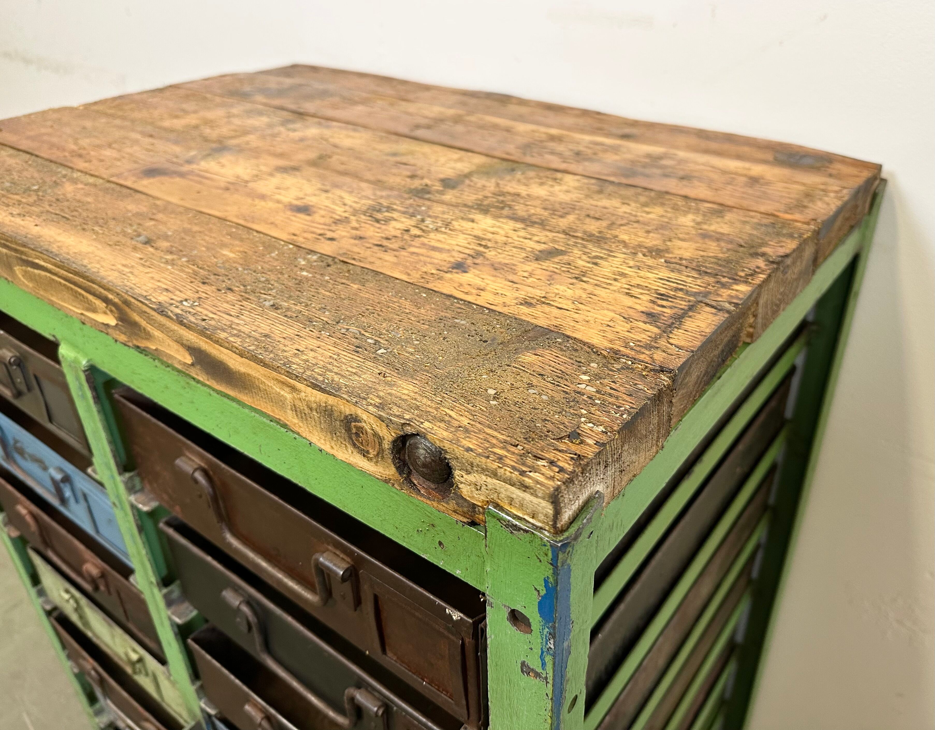 Vintage industrial iron chest of drawers, 1950s