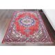 Vintage Turkish Oushak Handmade Wool Cotton Red Area Rug 124x209