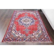Vintage Turkish Oushak Handmade Wool Cotton Red Area Rug 124x209