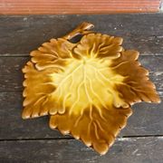 Old orfinox pocket video ceramic leaf shape vintage barbotine #