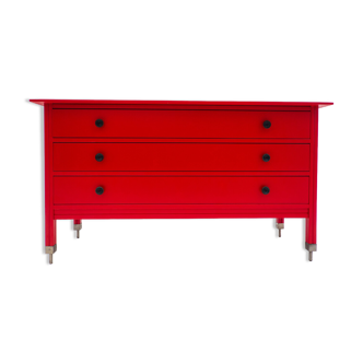 Mid century modern red chest of drawers