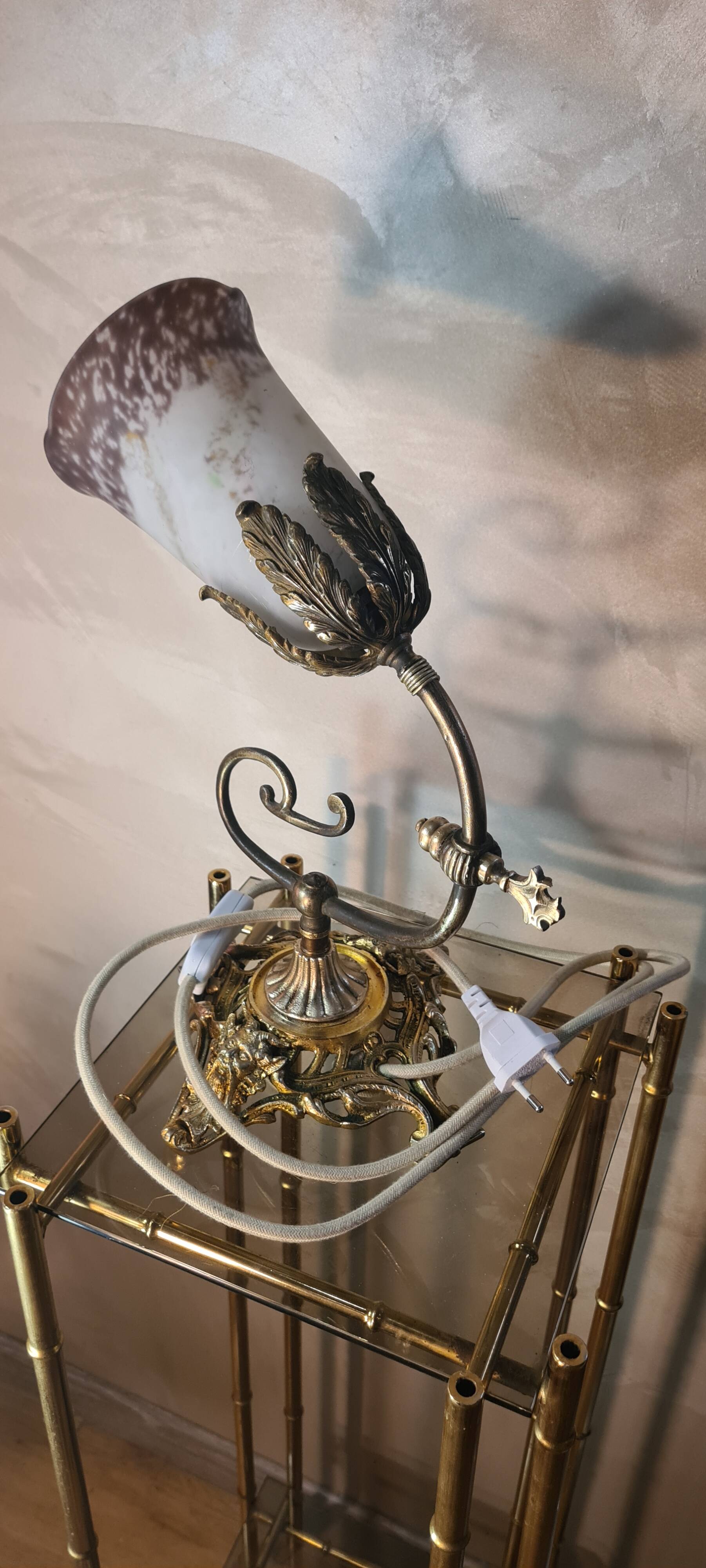 bronze lamp napoleon style lll 4 kg 36x27 cm tulip type muller unsigned