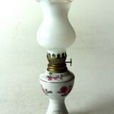 lampe à huile avec abat-jour en verre et pied en céramique, vintage des années 70