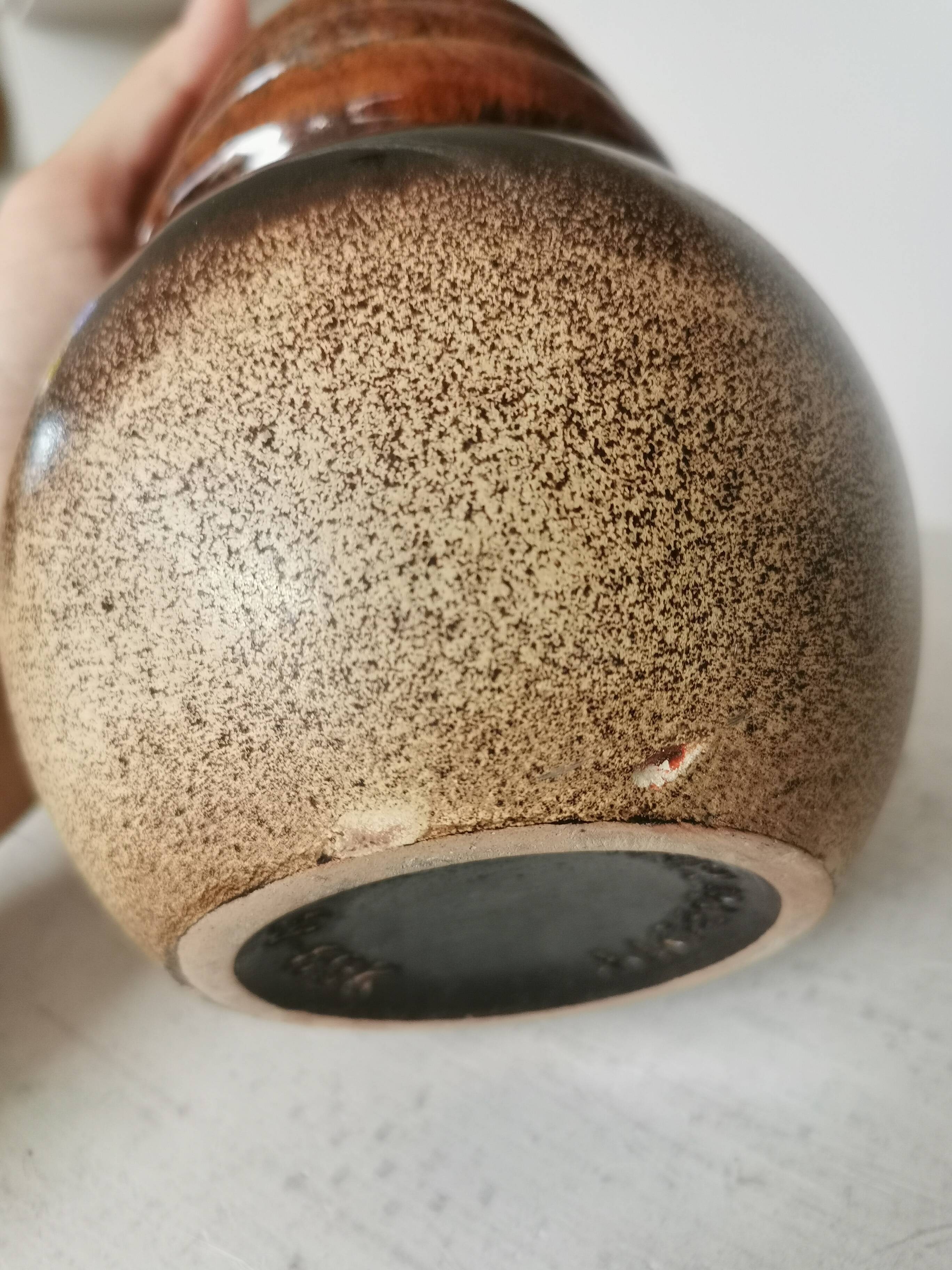 Vintage Fat Lava Vase: West German Brown Glazed Ceramic, Retro Boho Decor
