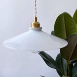 Vintage flat opaline pendant light from the 40s and 50s - large model - several copies available