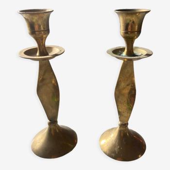 Pair of vintage brass candle holders