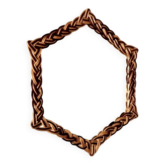 Hexagonal wicker mirror