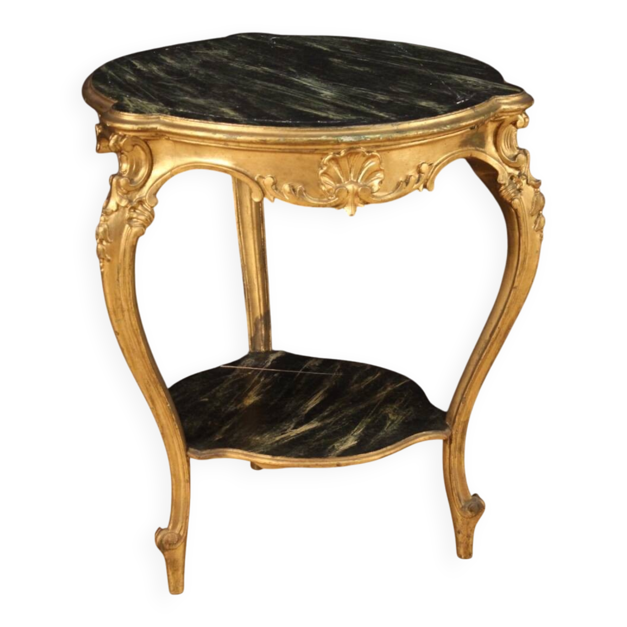 Table basse de salon en faux marbre doré et laqué