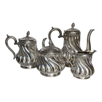 Silver metal tea and coffee set