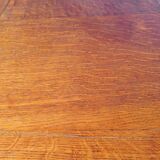 Antique solid wood table with a through drawer.