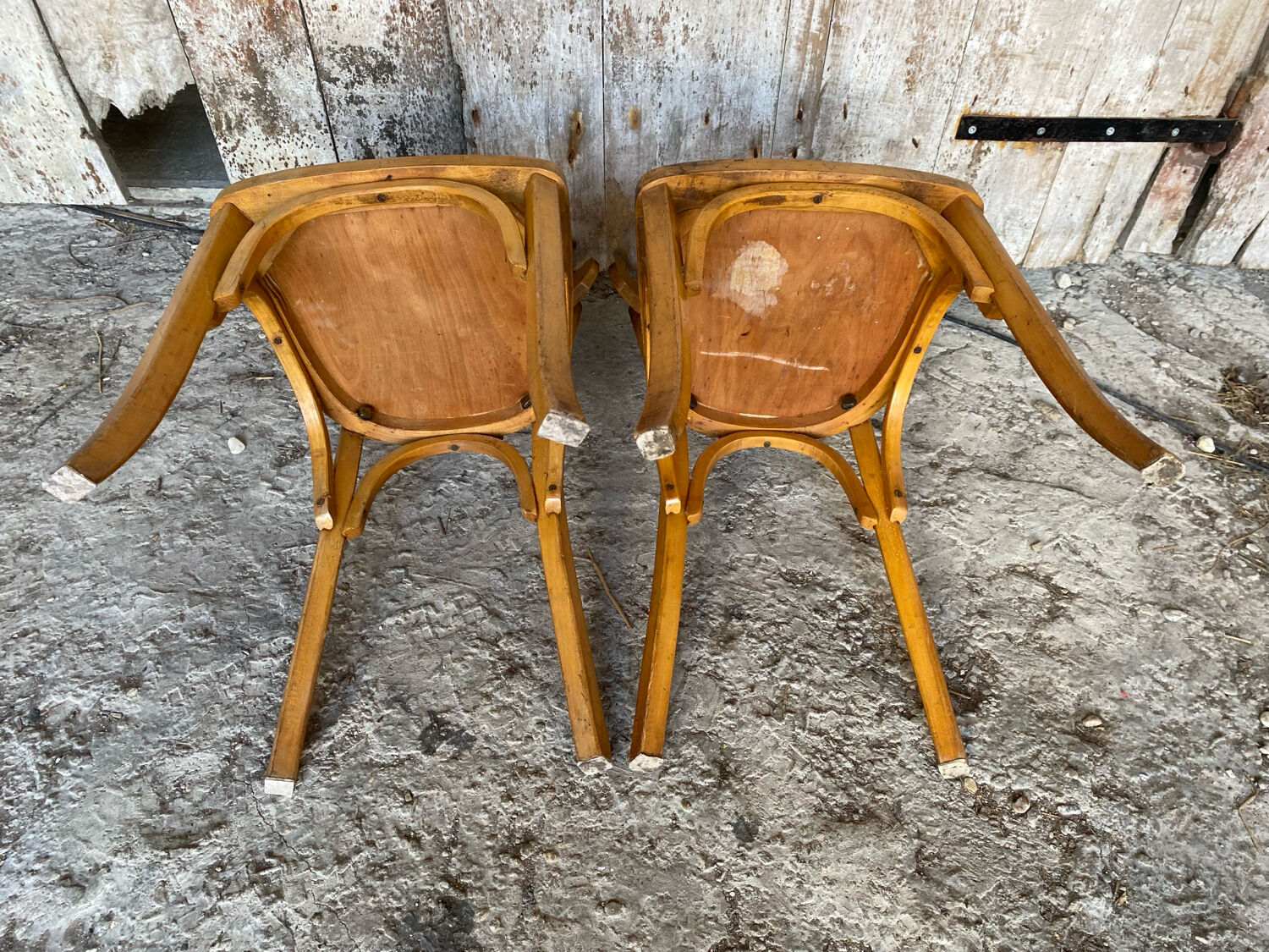 Pair of Vintage Bistro Chairs LUTERMA Light Wood 1960s
