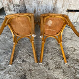 Pair of Vintage Bistro Chairs LUTERMA Light Wood 1960s