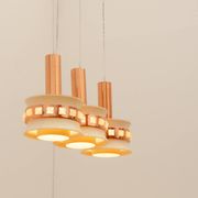 Vintage hanging lamp with three cut glass lampshades, Kamenický Šenov, 1970´s