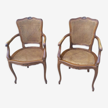 Paire de fauteuils cannés Louis XV