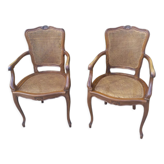 Paire de fauteuils cannés Louis XV