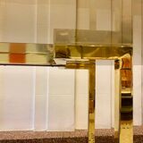 Belgo chrome dining table from the 70s with smoked glass