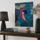 Abstract table blue green red 60x50 cm painting signed
