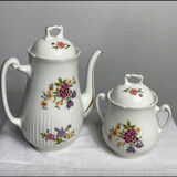Antique porcelain teapot and sugar bowl